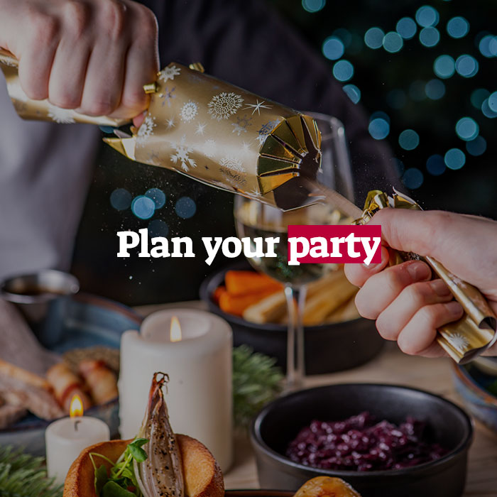 Make a group booking. Christmas at The Royal George in outlet-town]